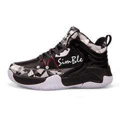 Hot Selling   Leather Kids Basketball Shoes Rubber Anti Slip Synthetic PU Kids Shoes