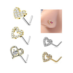 Xinfocus New Design Heart Shaped Nose Stud Ring Gold Plated Nose Piercing Jewelry Fashion Body Jewelry for Women