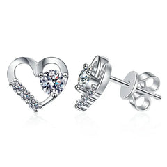 Unisex  Romantic D Colour Moissanite Diamond S925 Sterling Silver Female Heart Shape Design Earrings