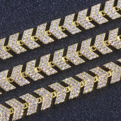 NUOYA Luxury Silver Plated Arrow Chain Necklace 8MM Micro Pave Cuban Full Iced Out Cubic Zirconia Hip Hop Jewelry