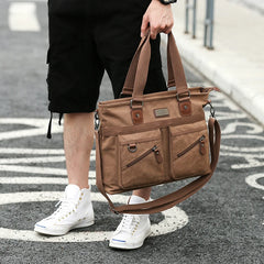 MOYYI Classic Canvas Laptop Briefcase Handbags for Men Shoulder Bag Business Laptop Messenger Bags