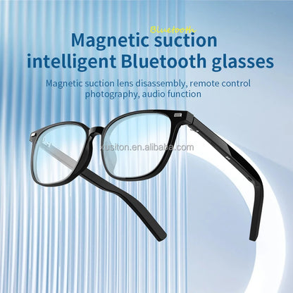 Smart audio glasses magnetic lenses