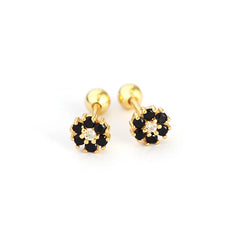 KR Colored Zircon Earrings S925 Sterling Silver Ins Style Flower Inlaid Diamond Screws Earrings Wholesale